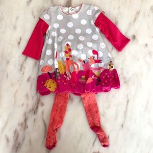 Catimini cotton dress with matching tights